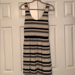 J Crew Black & Cream Stripped Dress